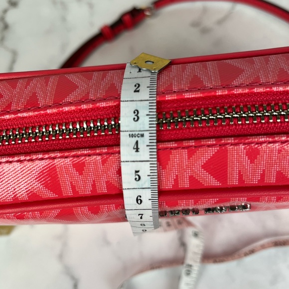 Michael Kors Jet Set Geranium Crossbody  Leather PVC Signature MK  Bag - Picture 9 of 11